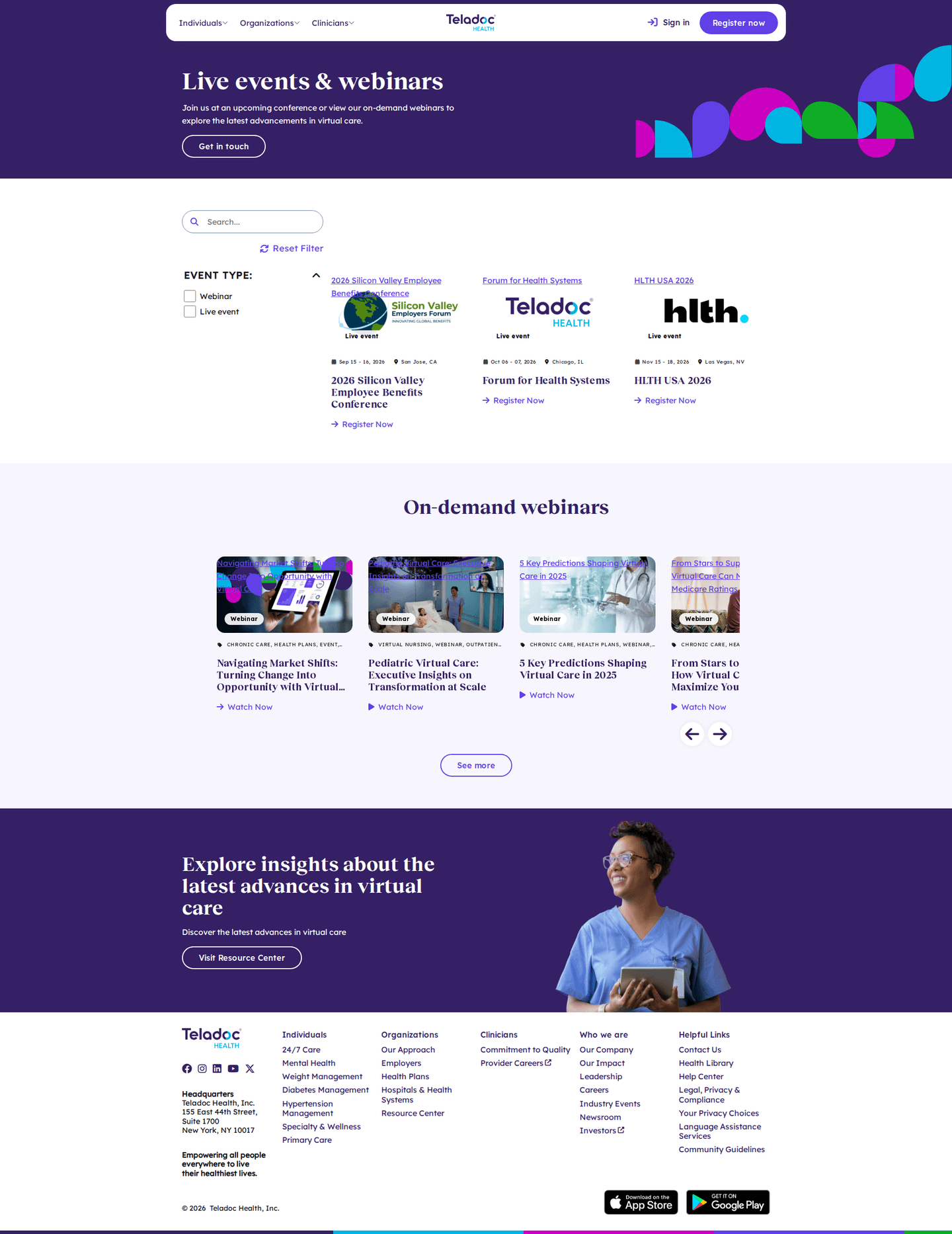 Teladoc Health webinar page
