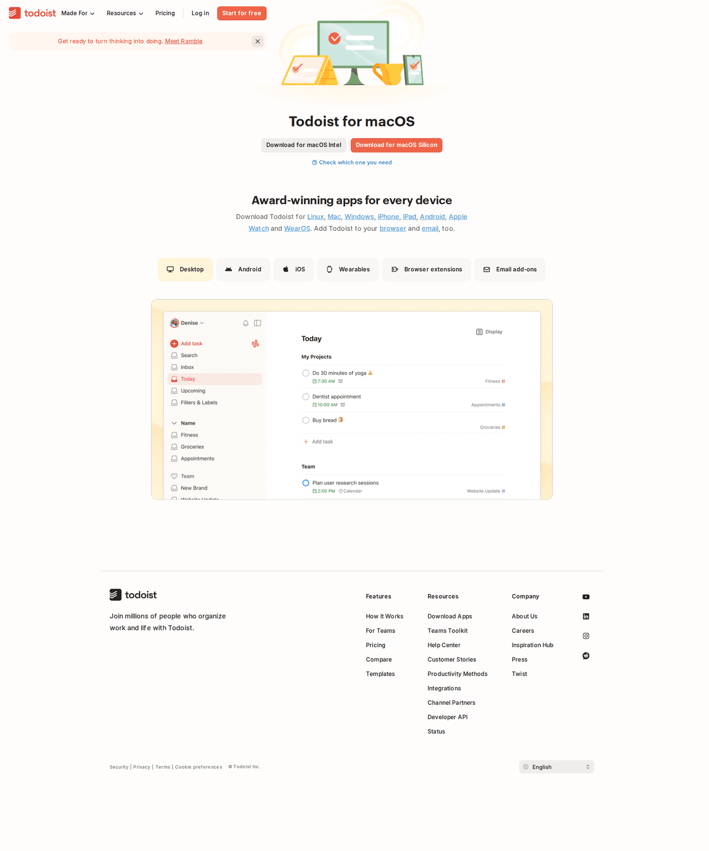 Todoist download page