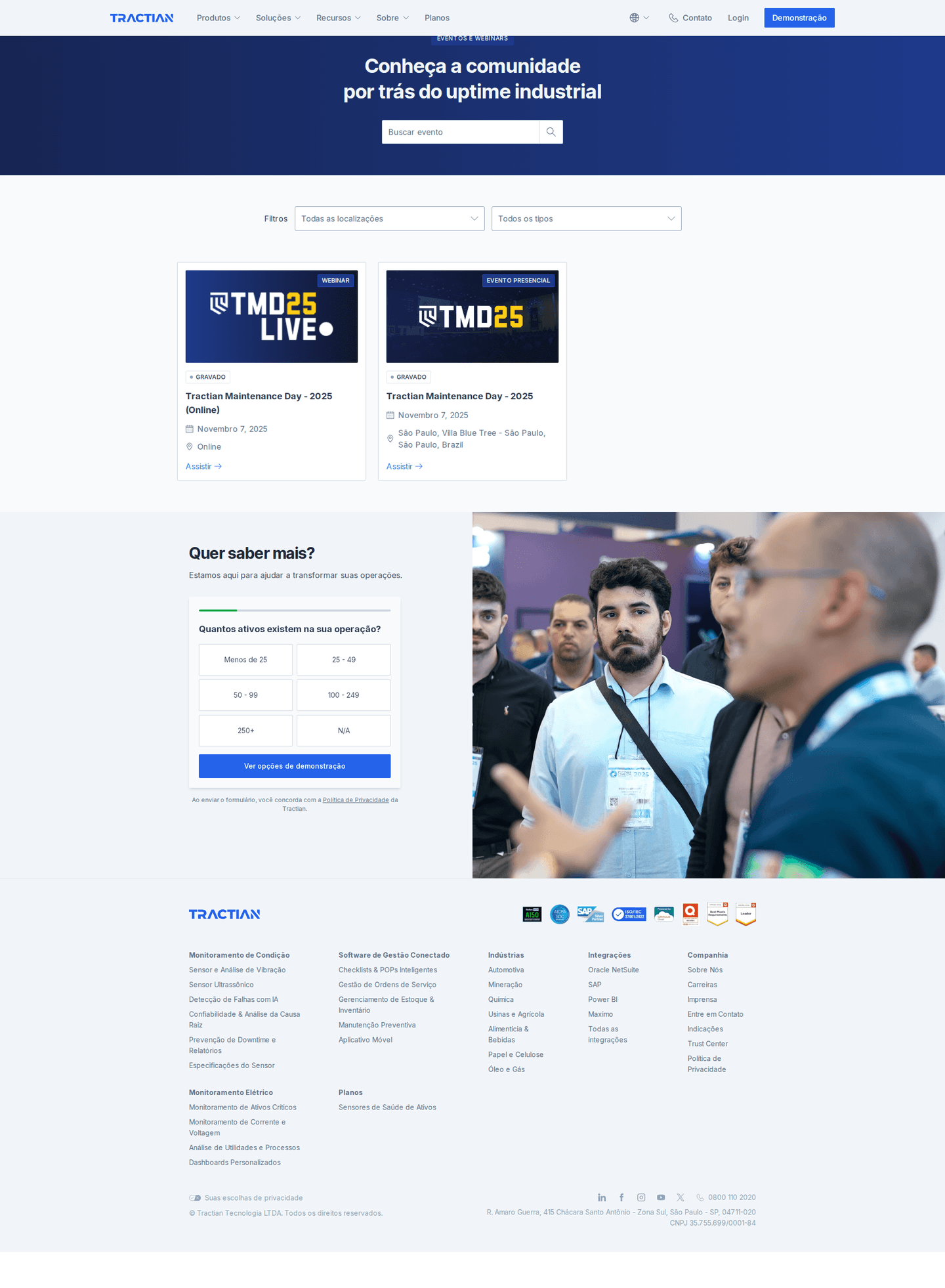 Tractian webinar page