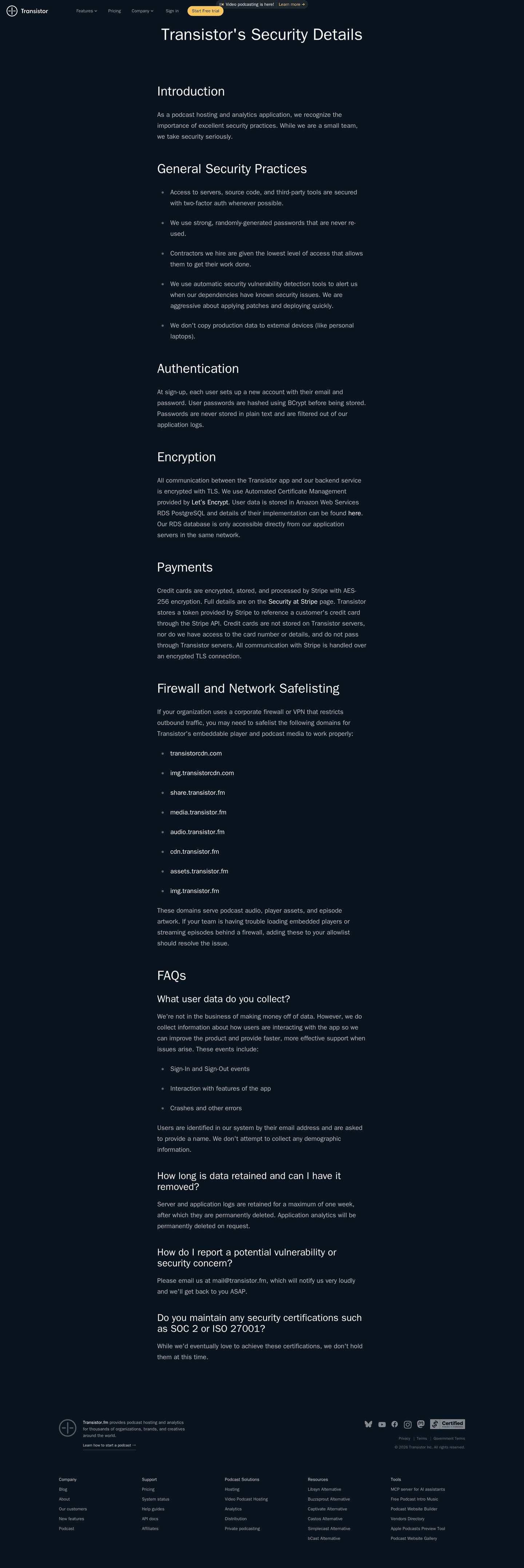 Transistor security page