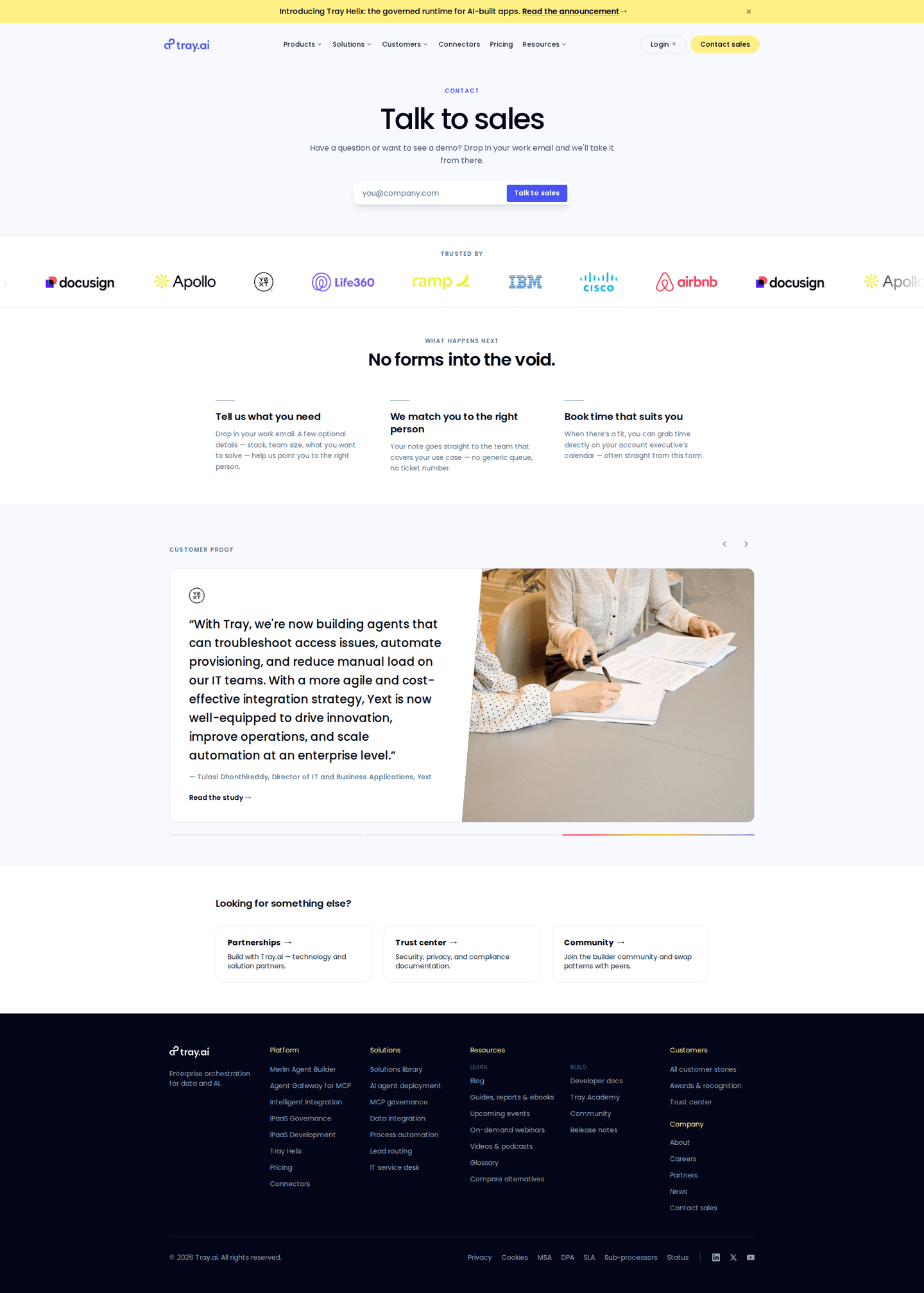 Tray.ai contact page