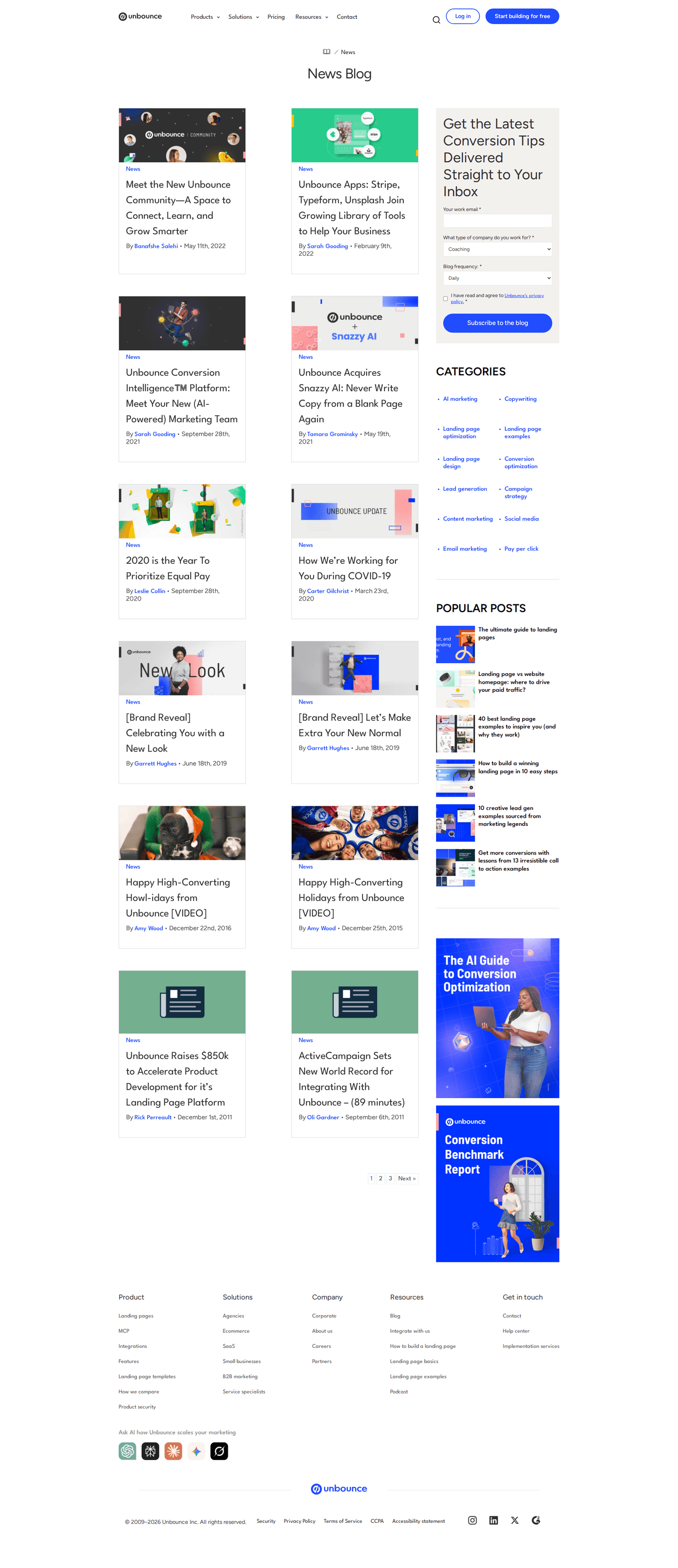 Unbounce blog page