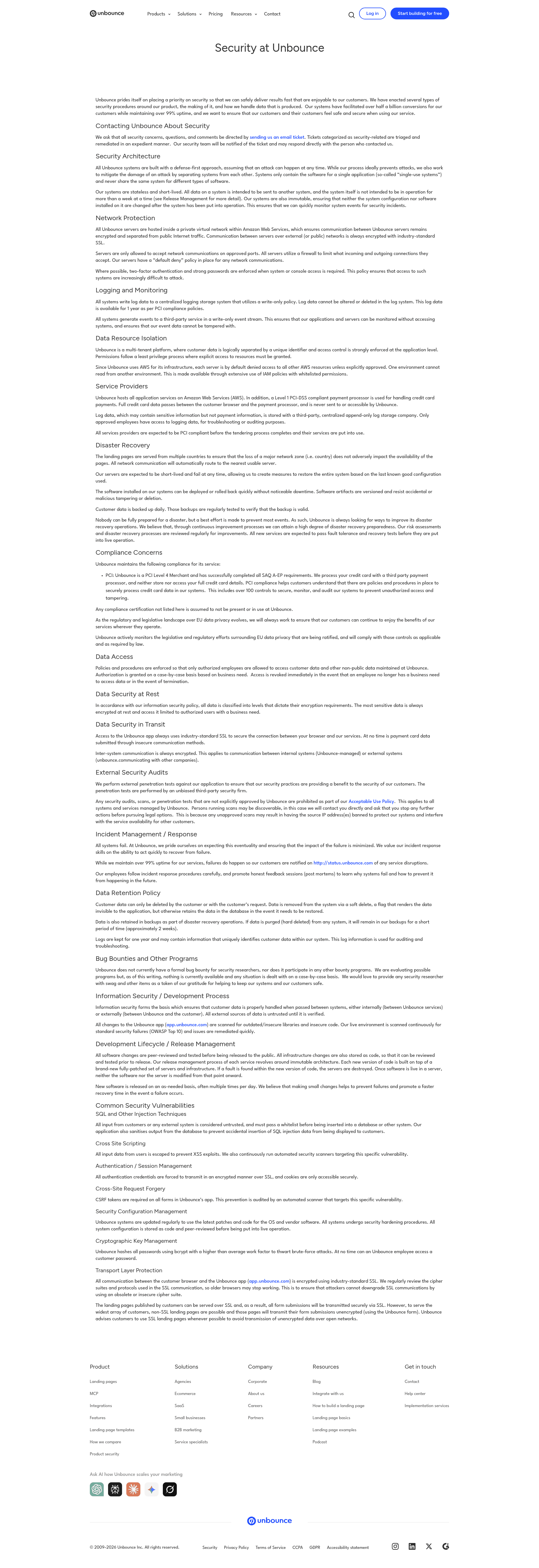 Unbounce security page