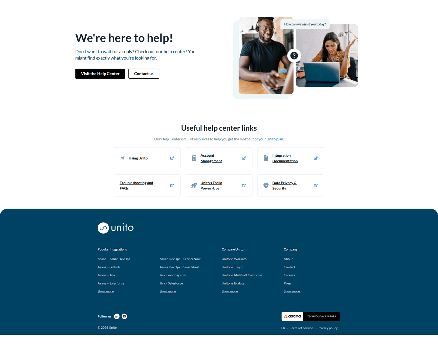 Unito contact page