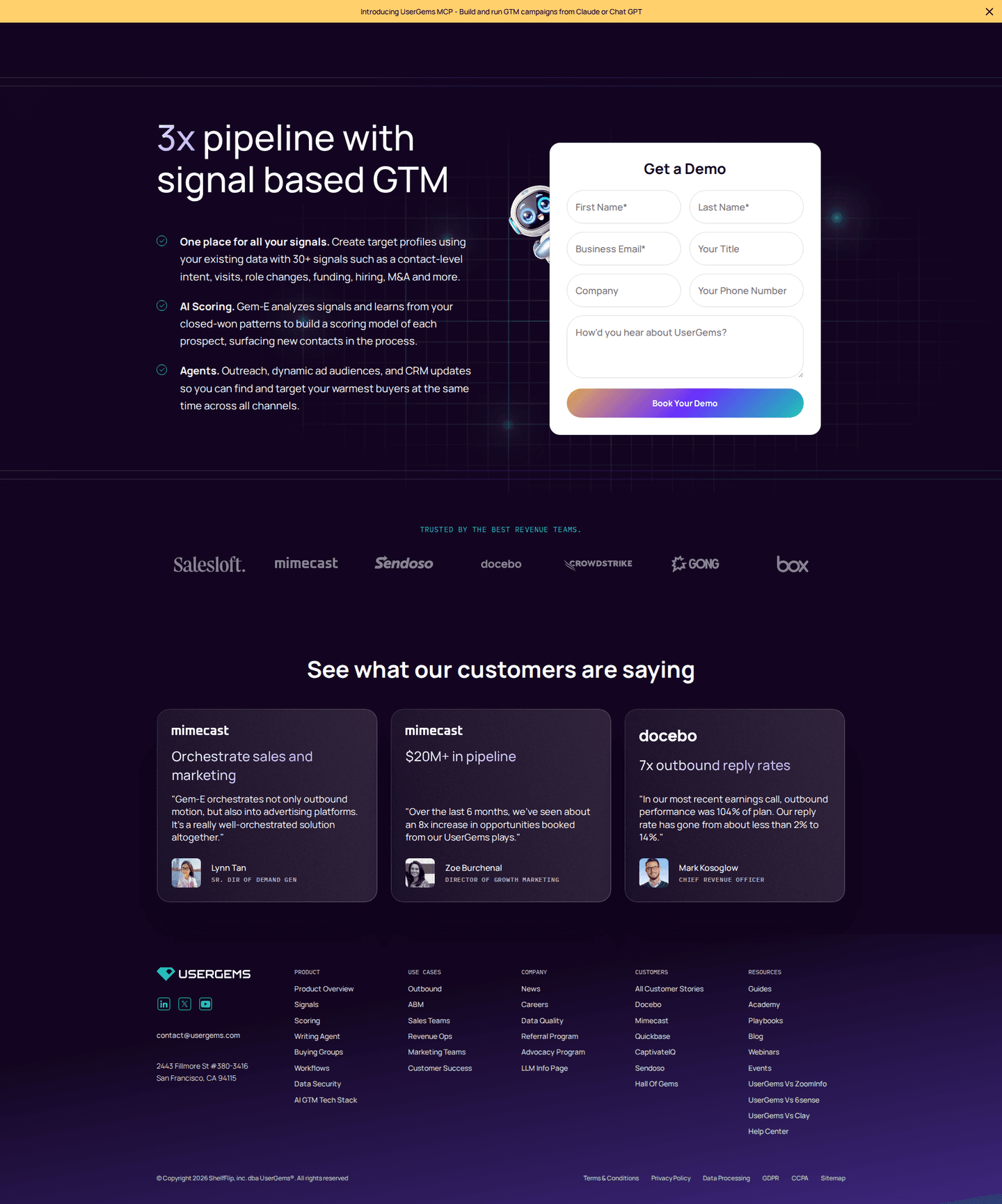 UserGems contact page