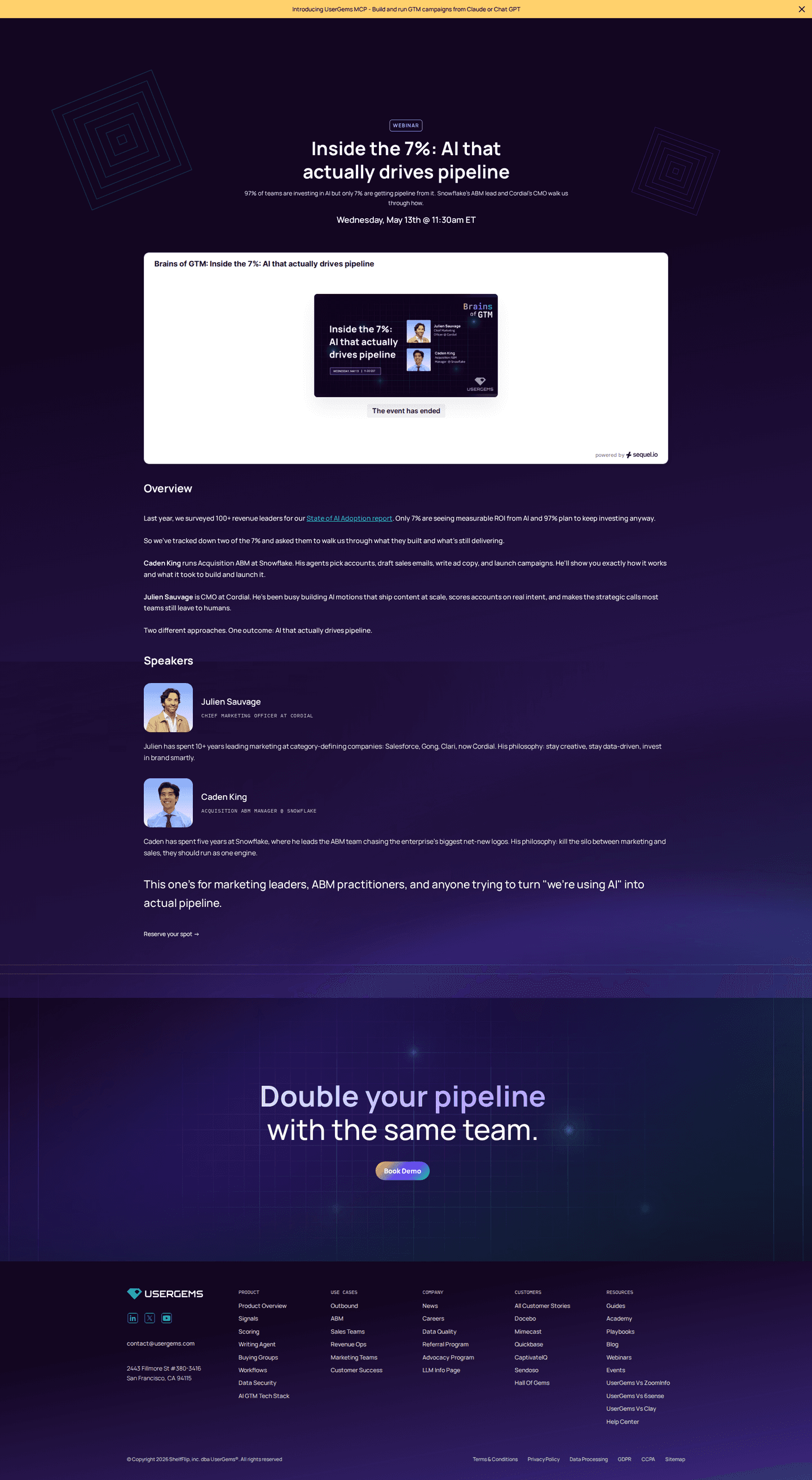 UserGems webinar page