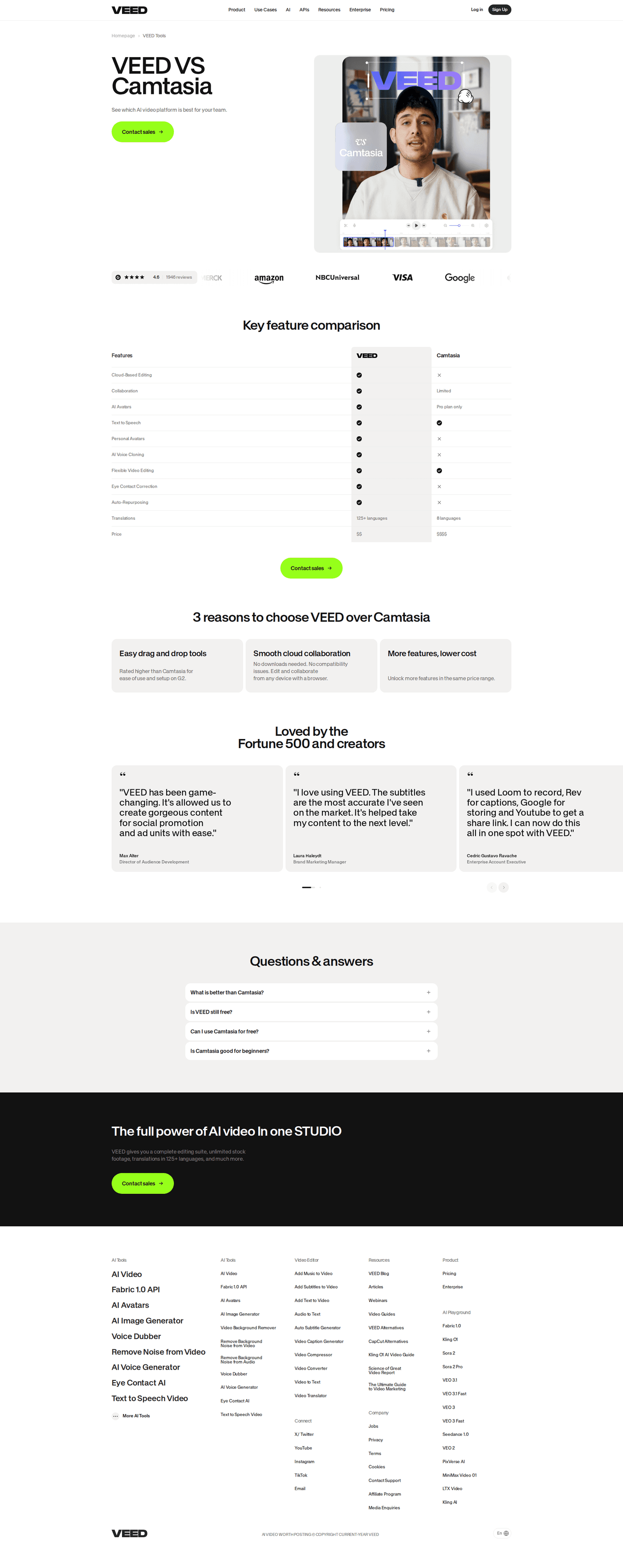 Veed.io comparison page