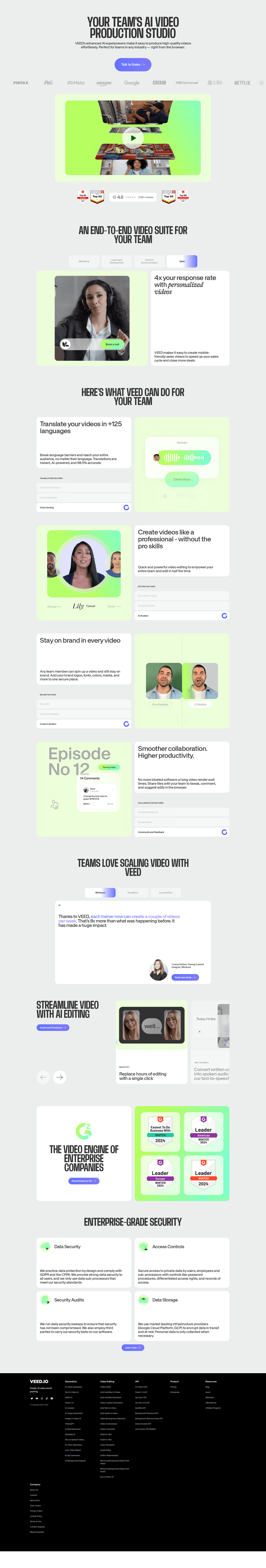 Veed.io enterprise page
