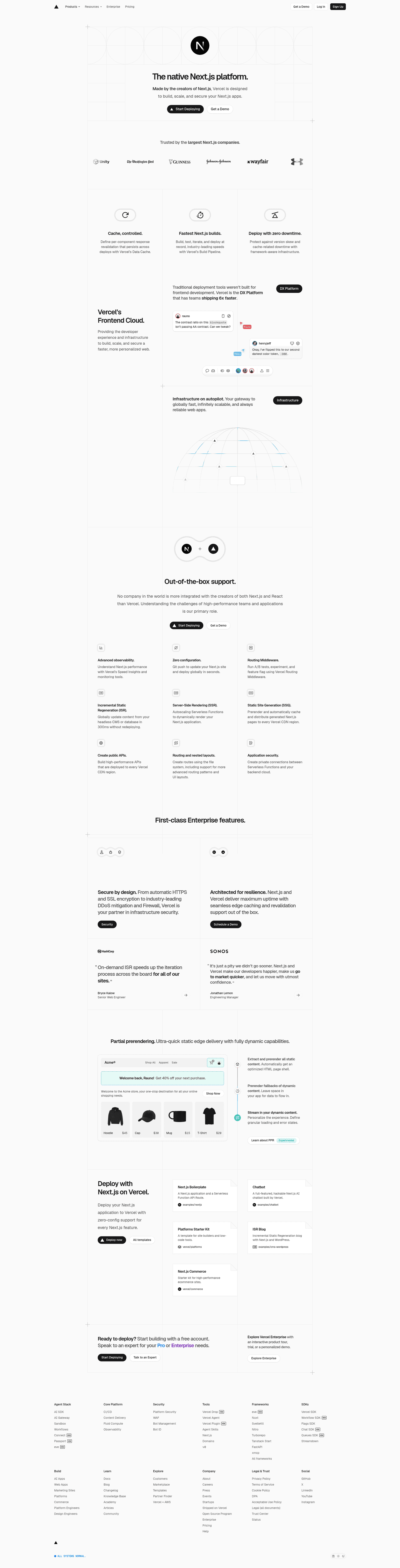 Vercel homepage