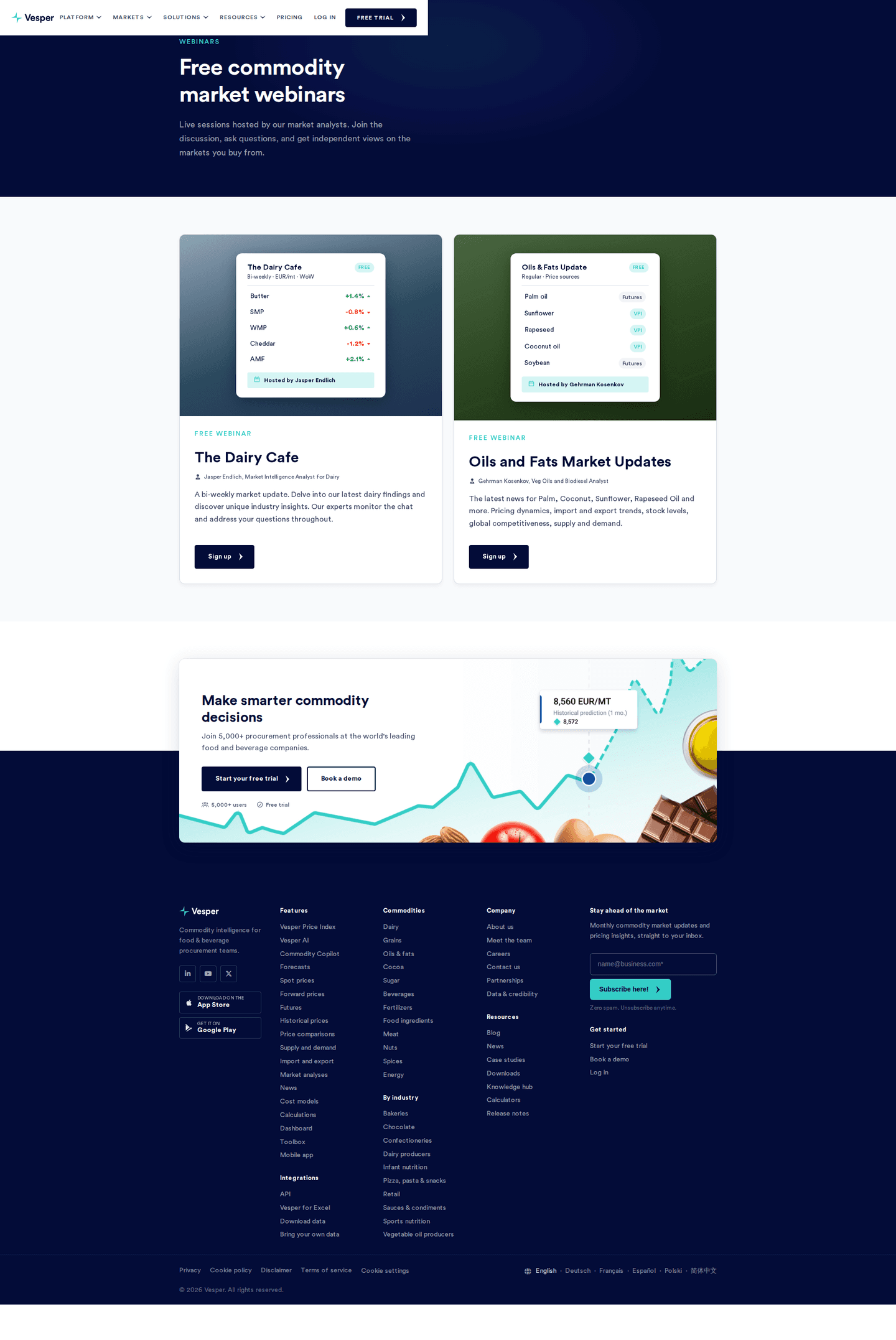 Vesper webinar page