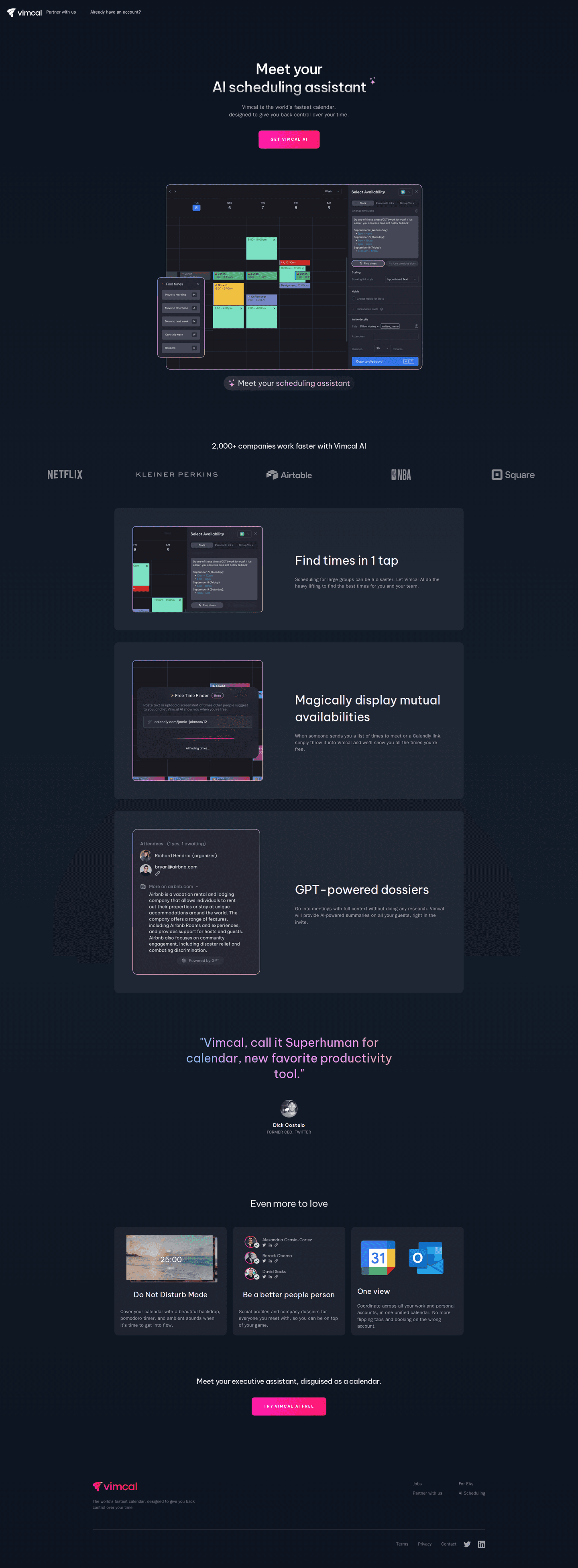 Vimcal AI product page