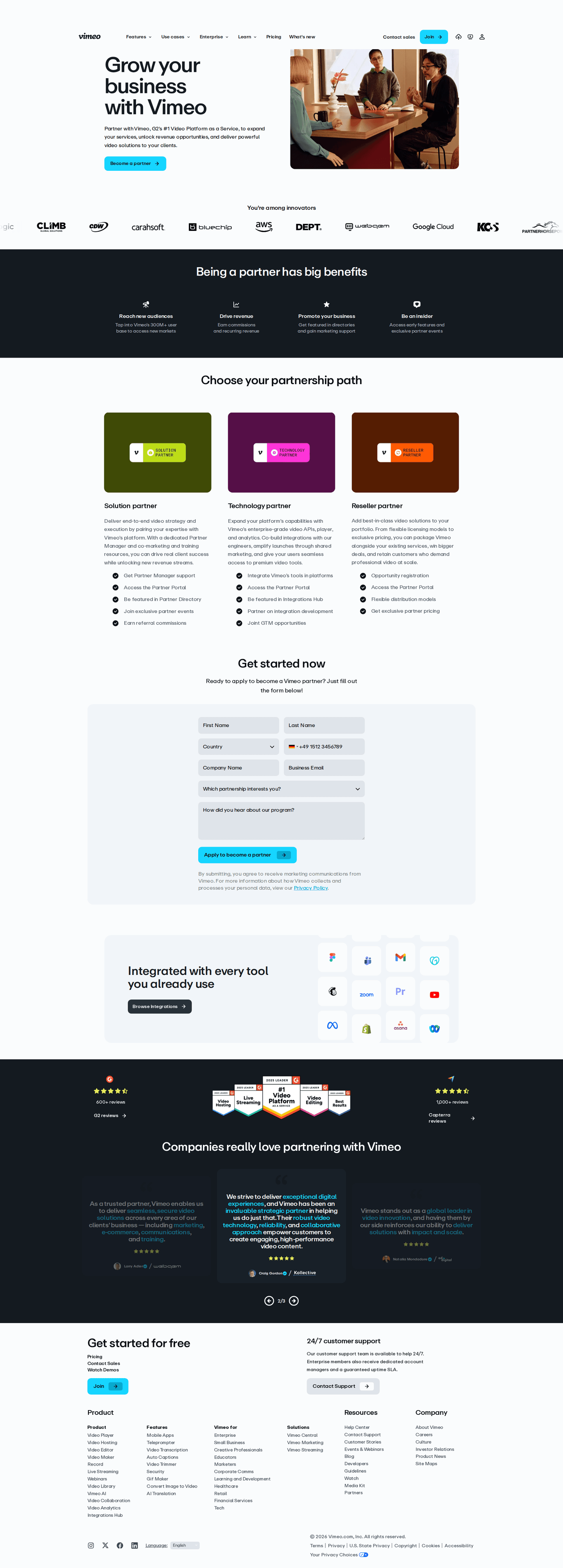 Vimeo partner page