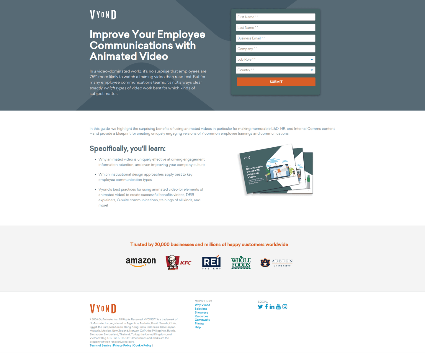 Vyond PPC landing page