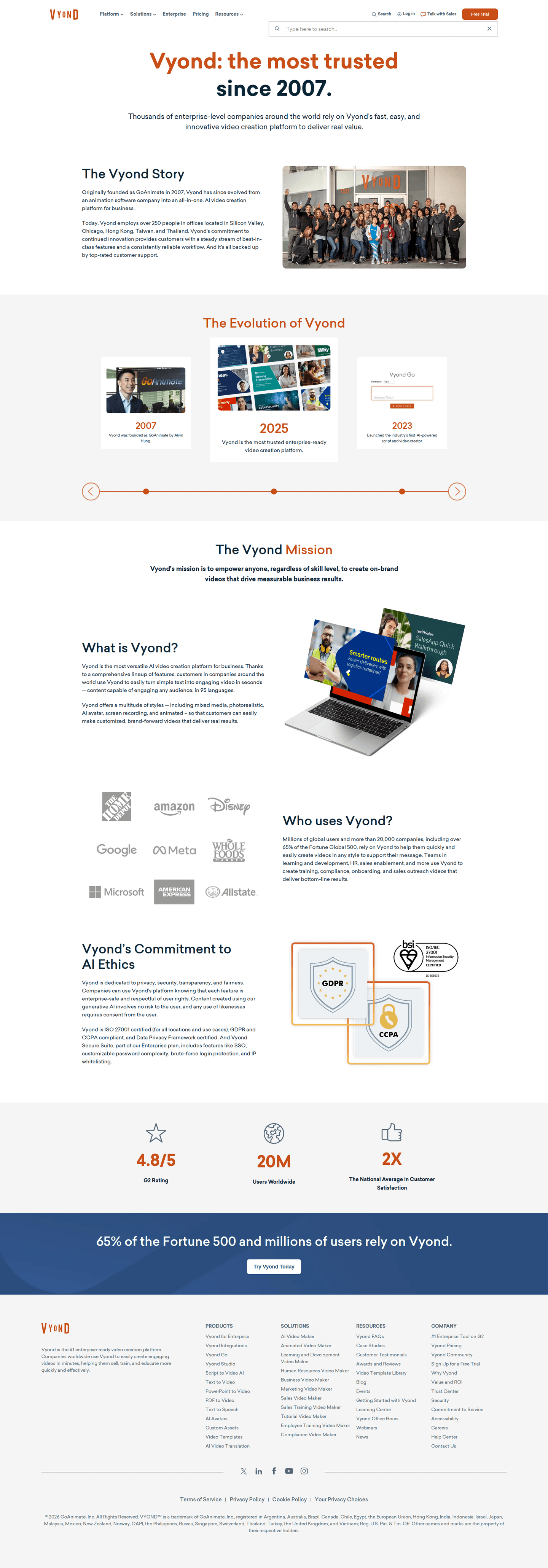 Vyond about page