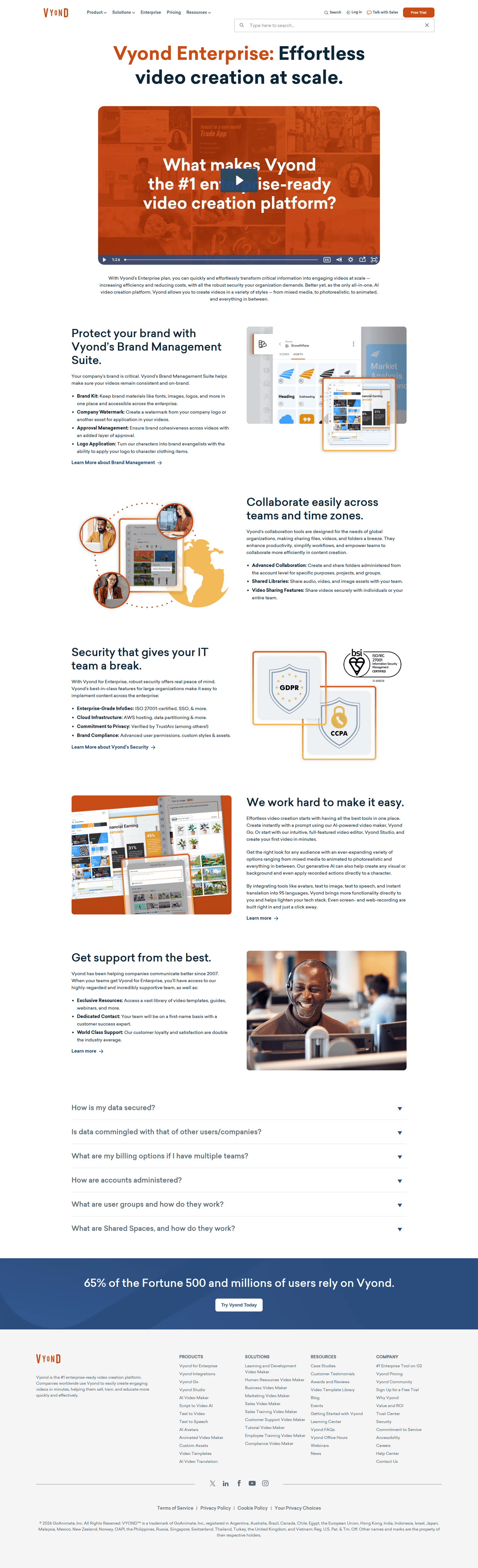 Vyond enterprise page