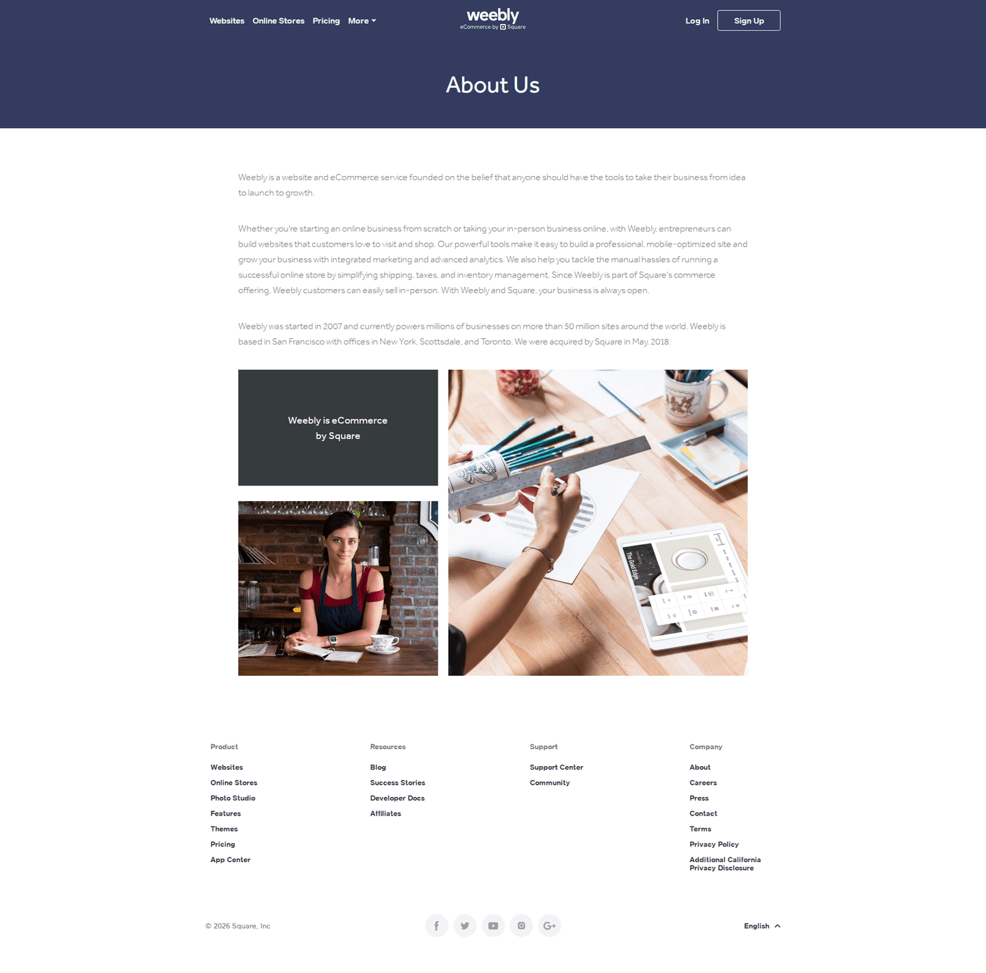 Weebly about page