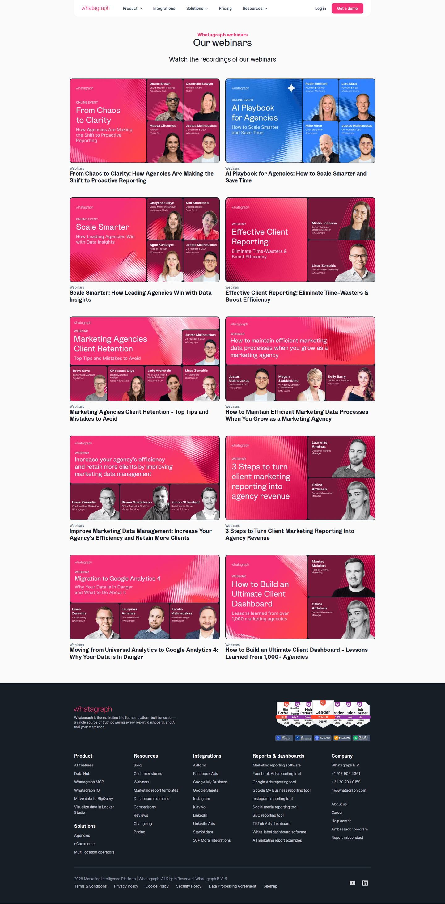 Whatagraph webinar page