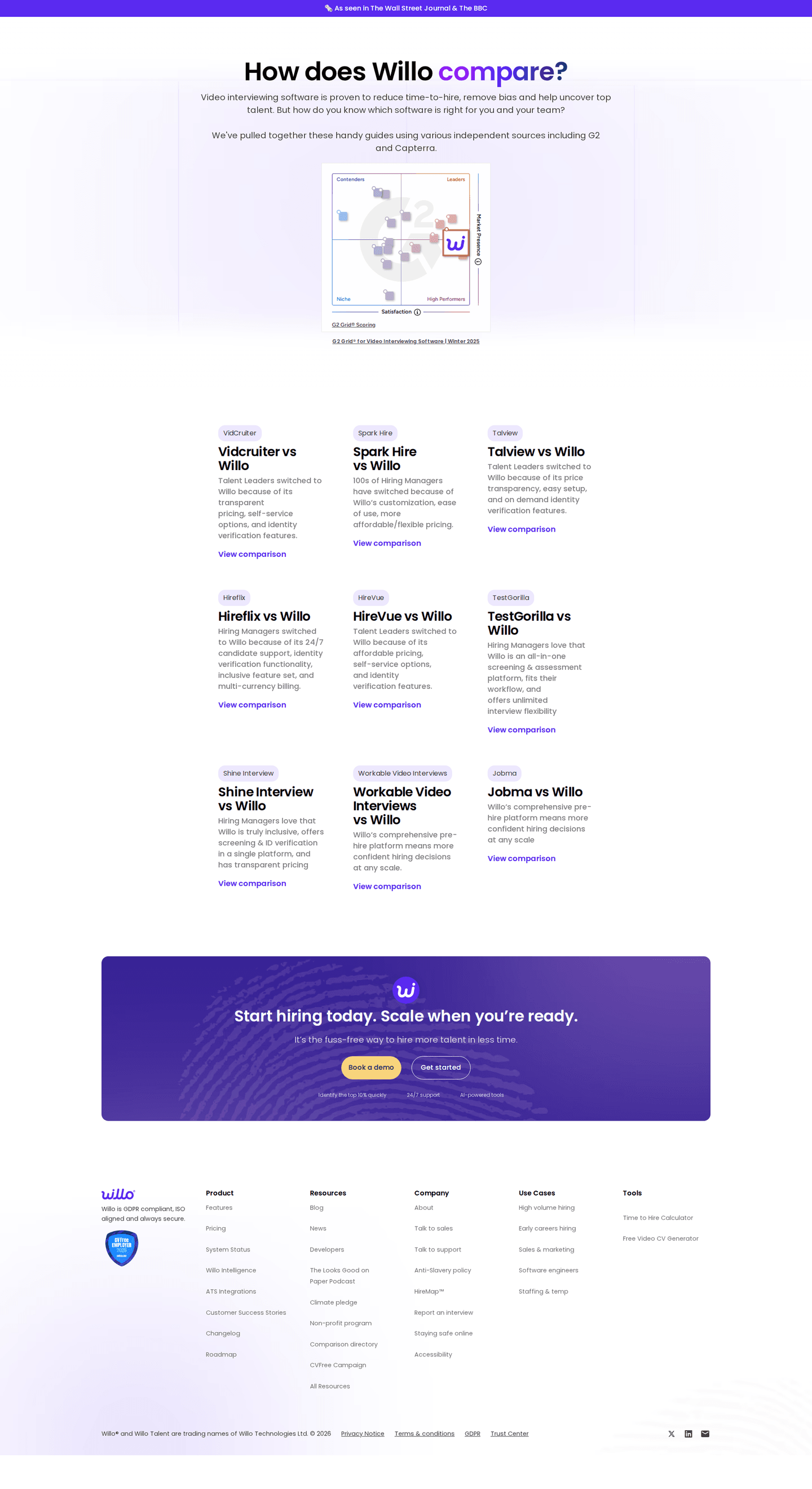 Willo comparison page