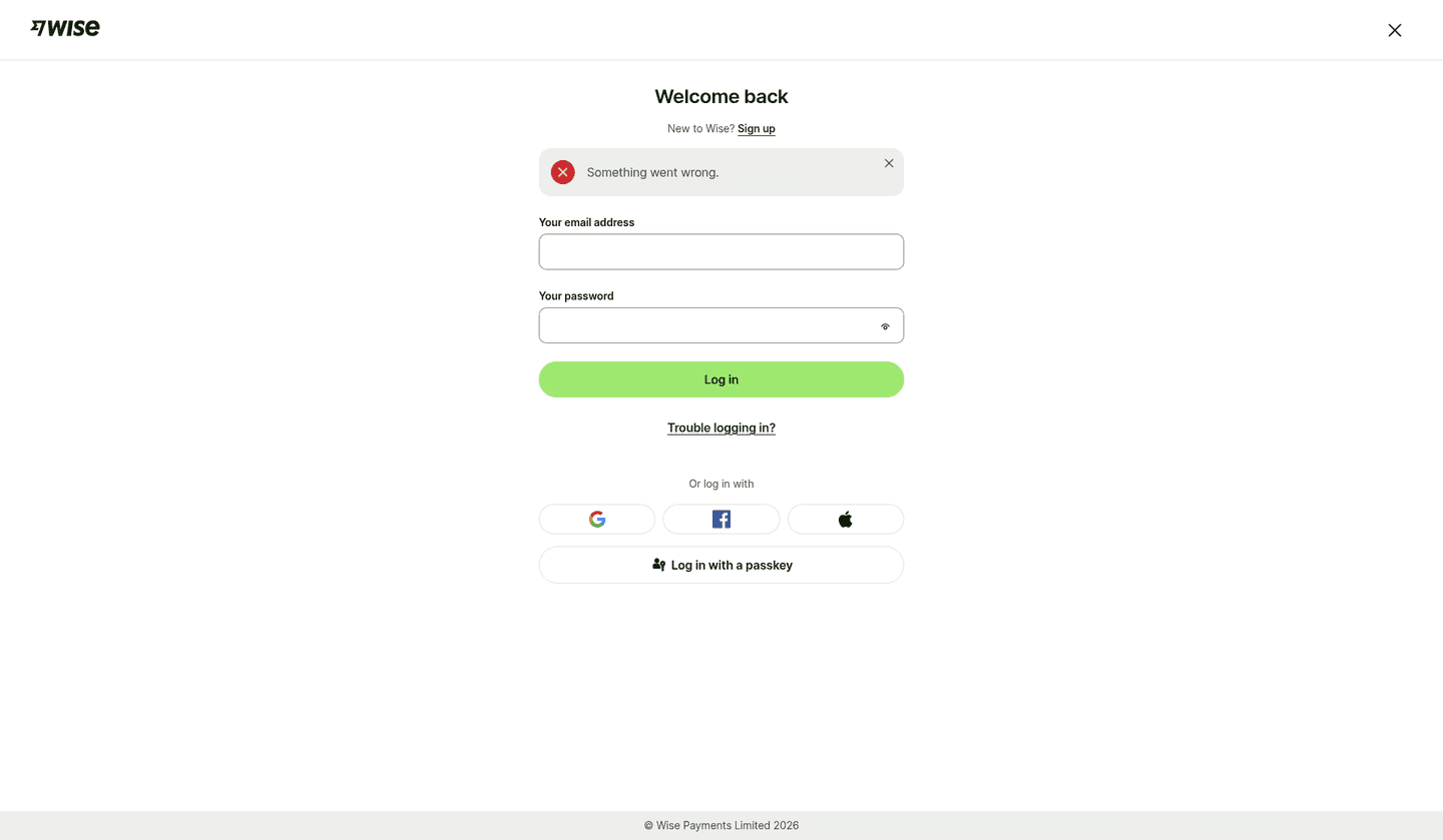 Wise login page