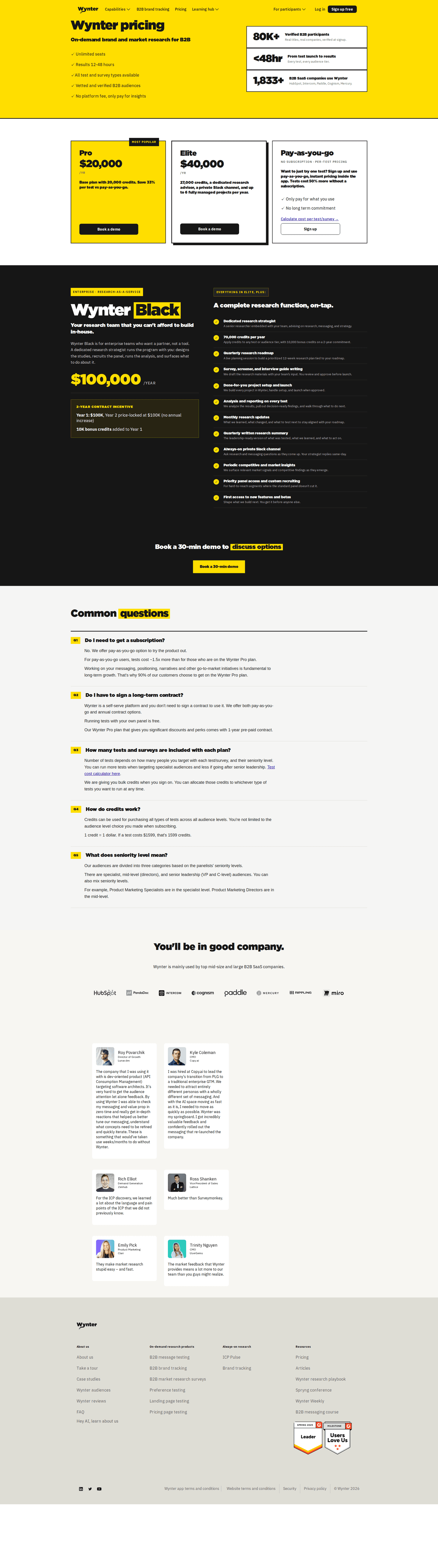 Wynter homepage