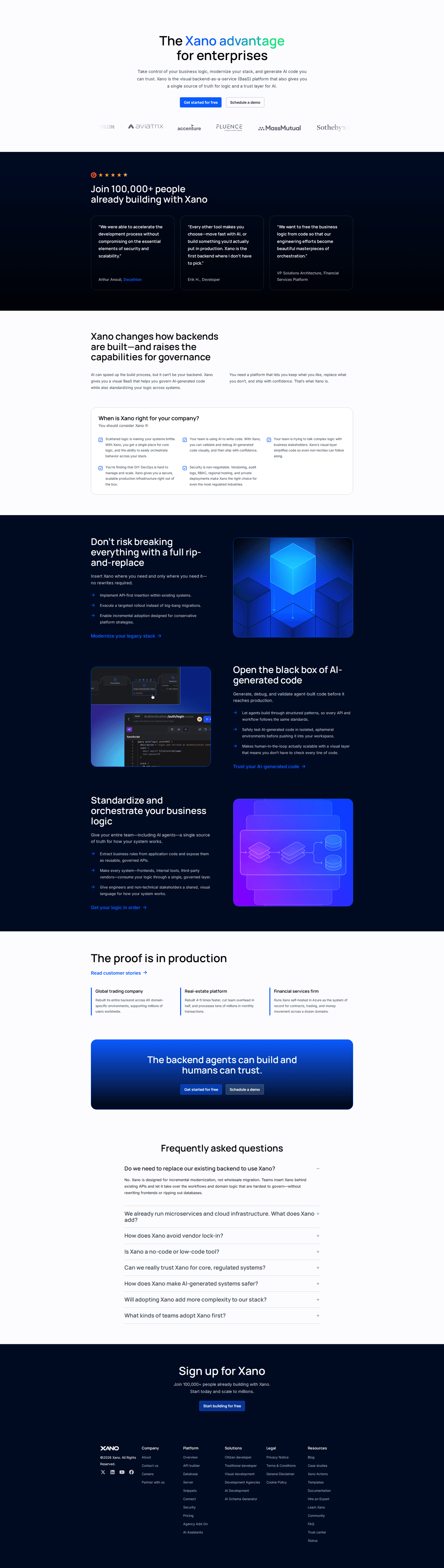 Xano enterprise page