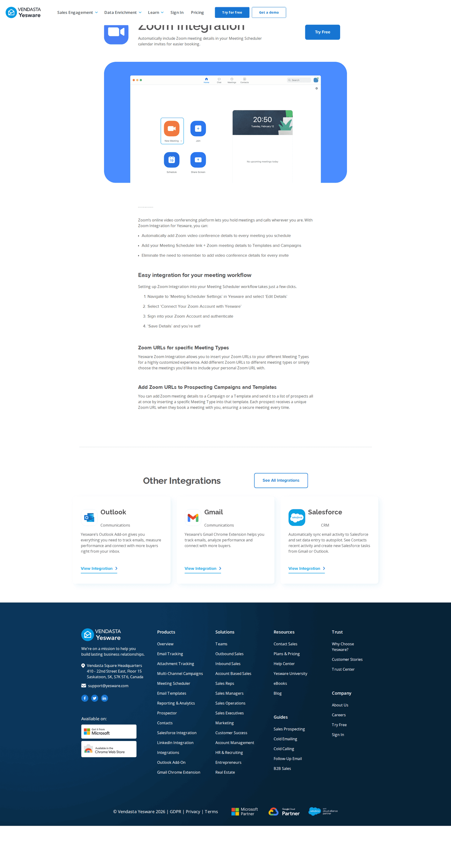 Yesware integrations page