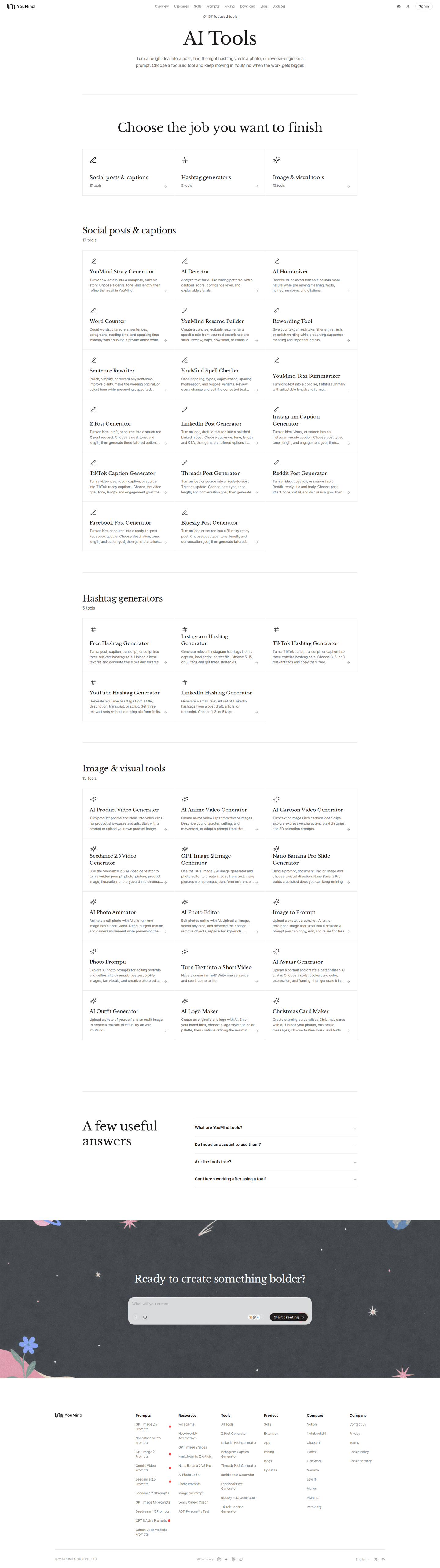 YouMind free tool page