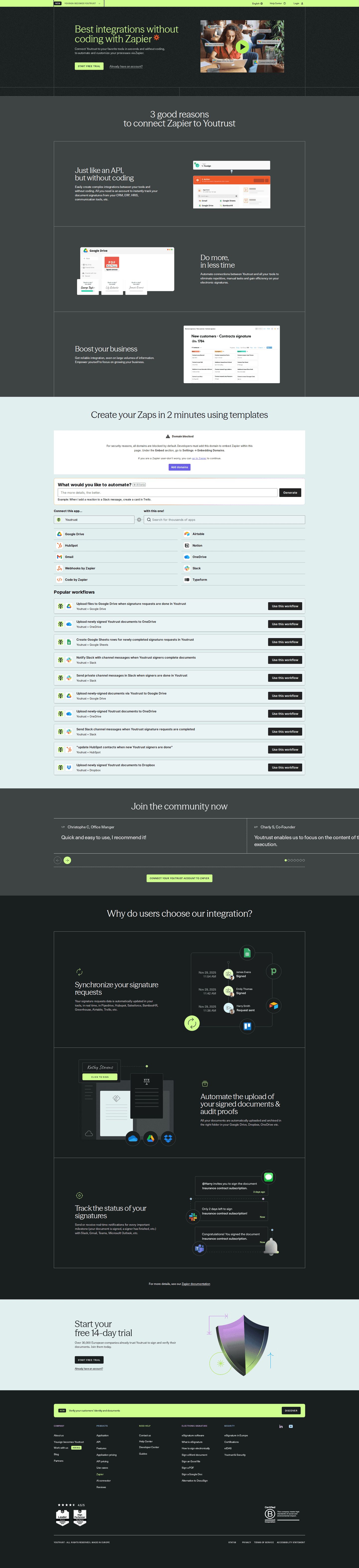 Yousign integrations page