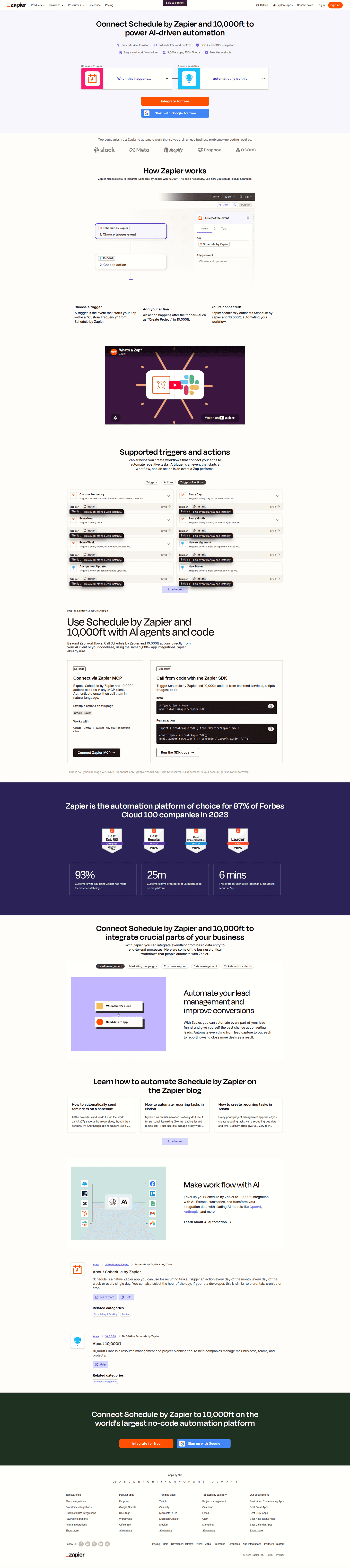 Zapier integrations page