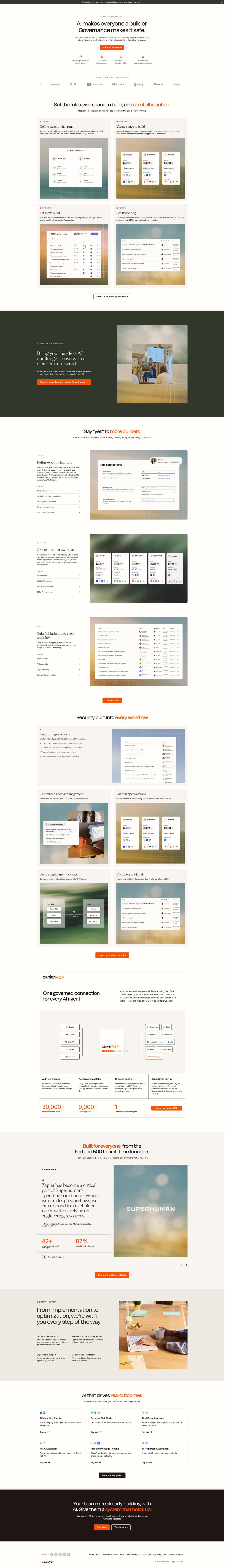 Zapier enterprise page
