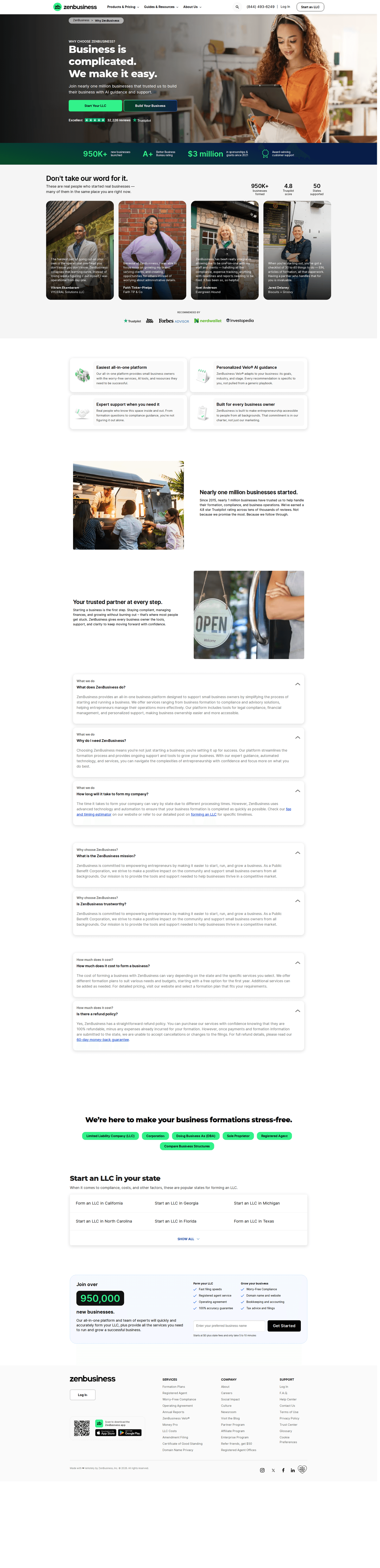 Zenbusiness why us page
