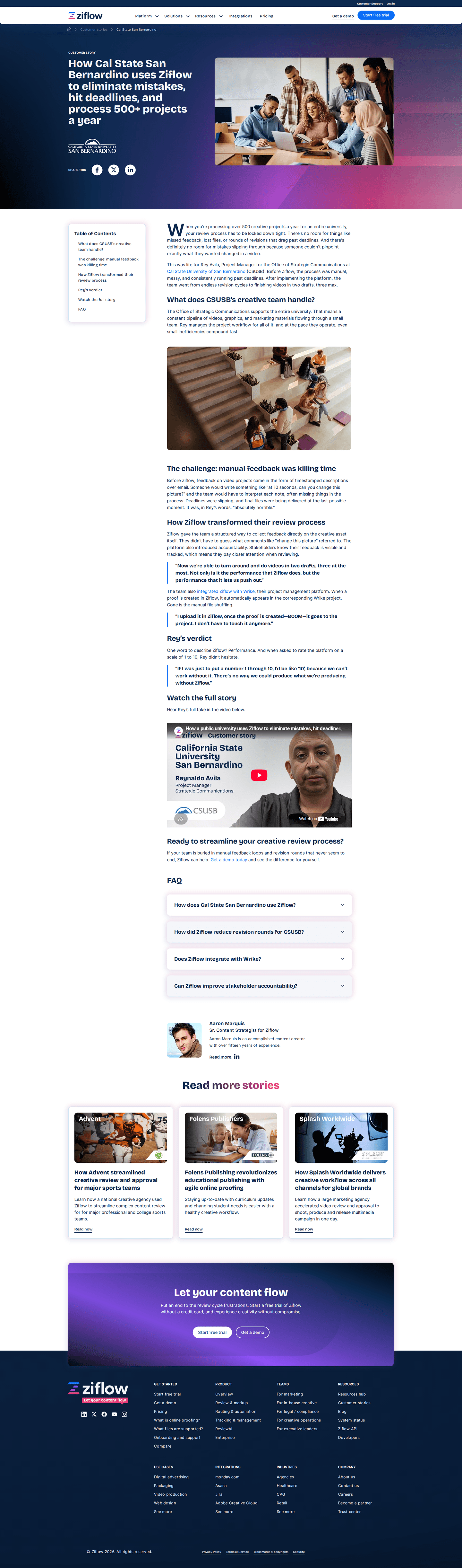 Ziflow case study page