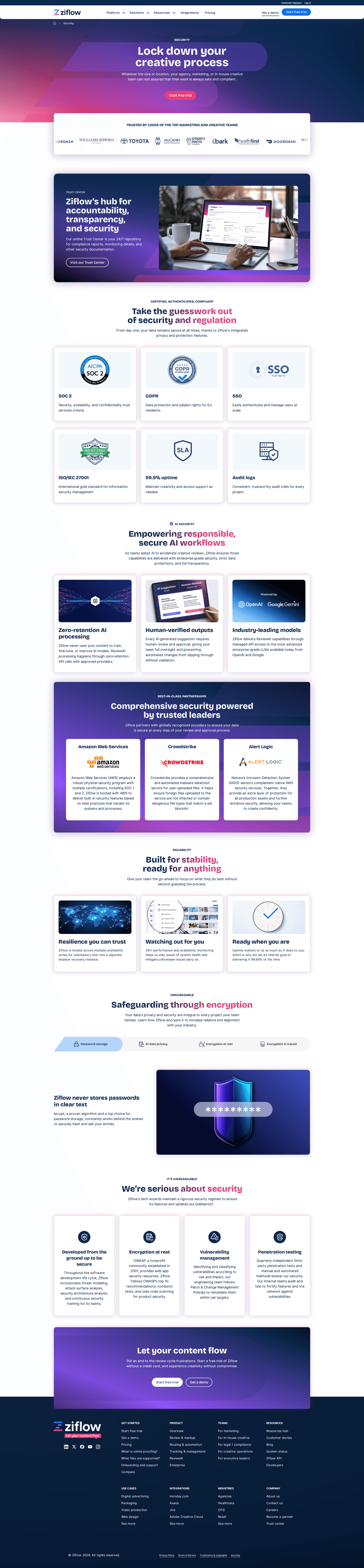 Ziflow security page