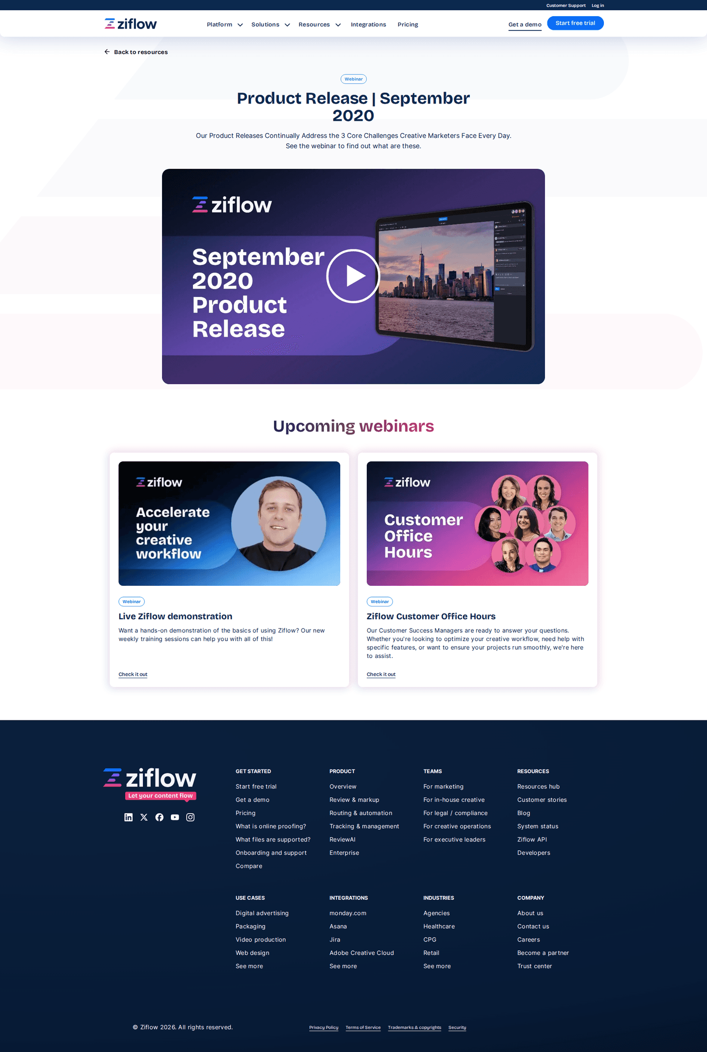 Ziflow webinar page