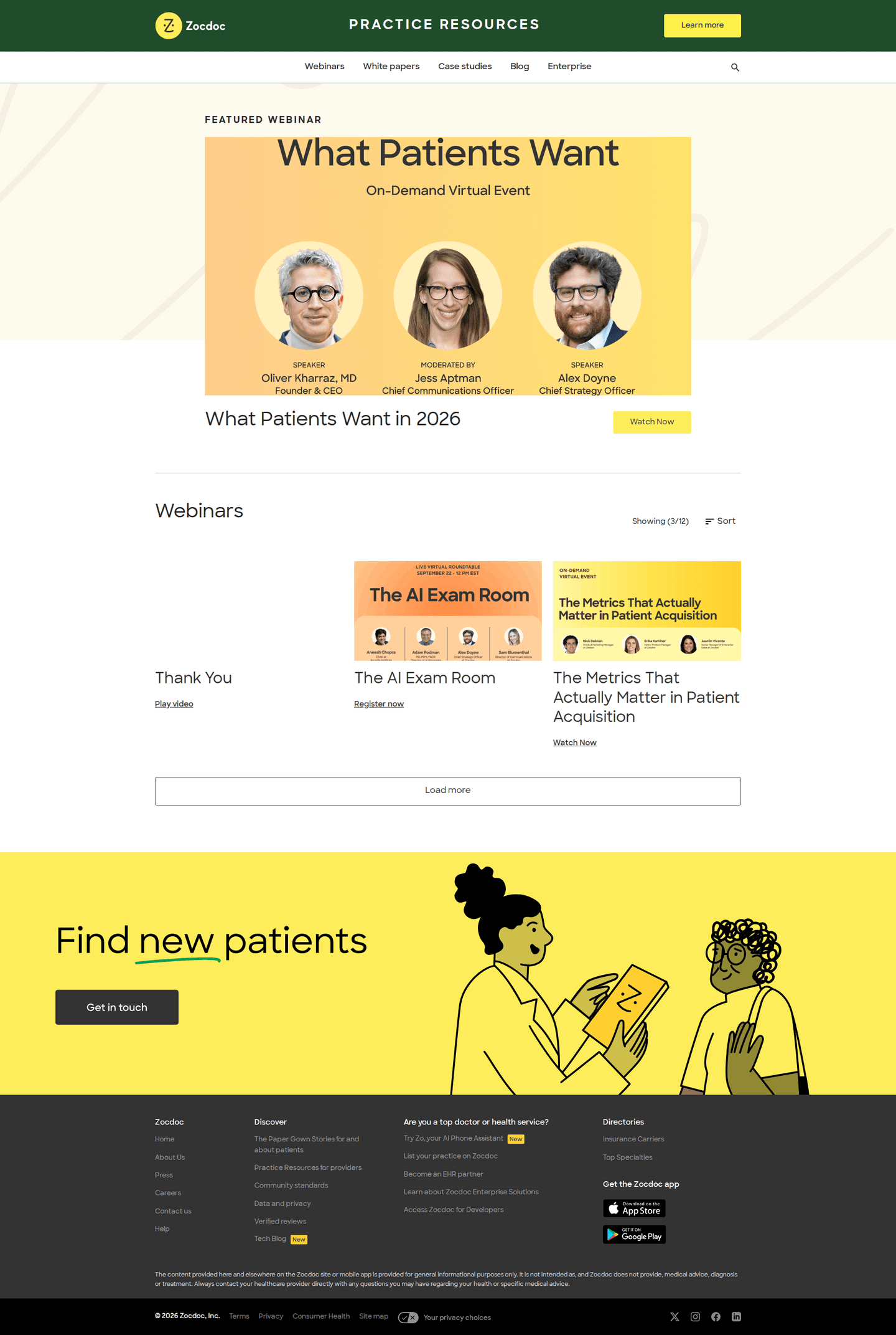 Zocdoc webinar page
