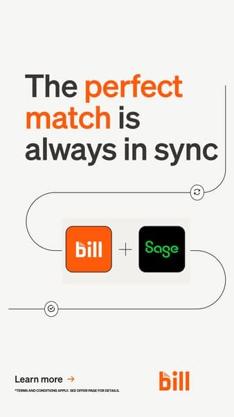 Bill and Sage, one plus sign, two lines of wire between them