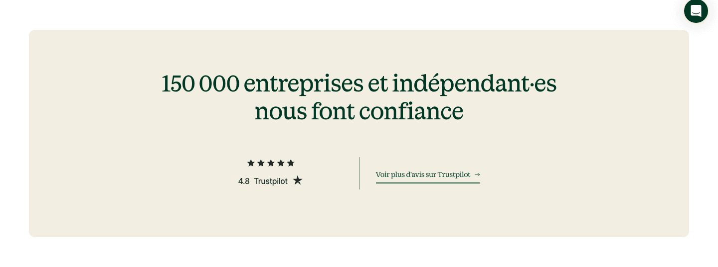 Shine's proof band: 150,000 businesses and freelancers, 4.8 on Trustpilot, one link out