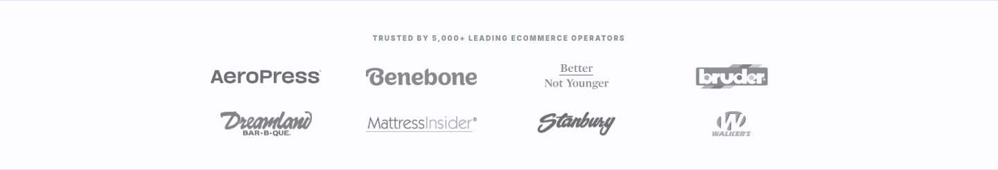 Webgility's logo cloud: trusted by 5,000+ leading ecommerce operators