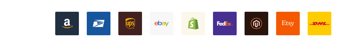 ShipStation's logo wall: the carriers and the marketplaces on one row
