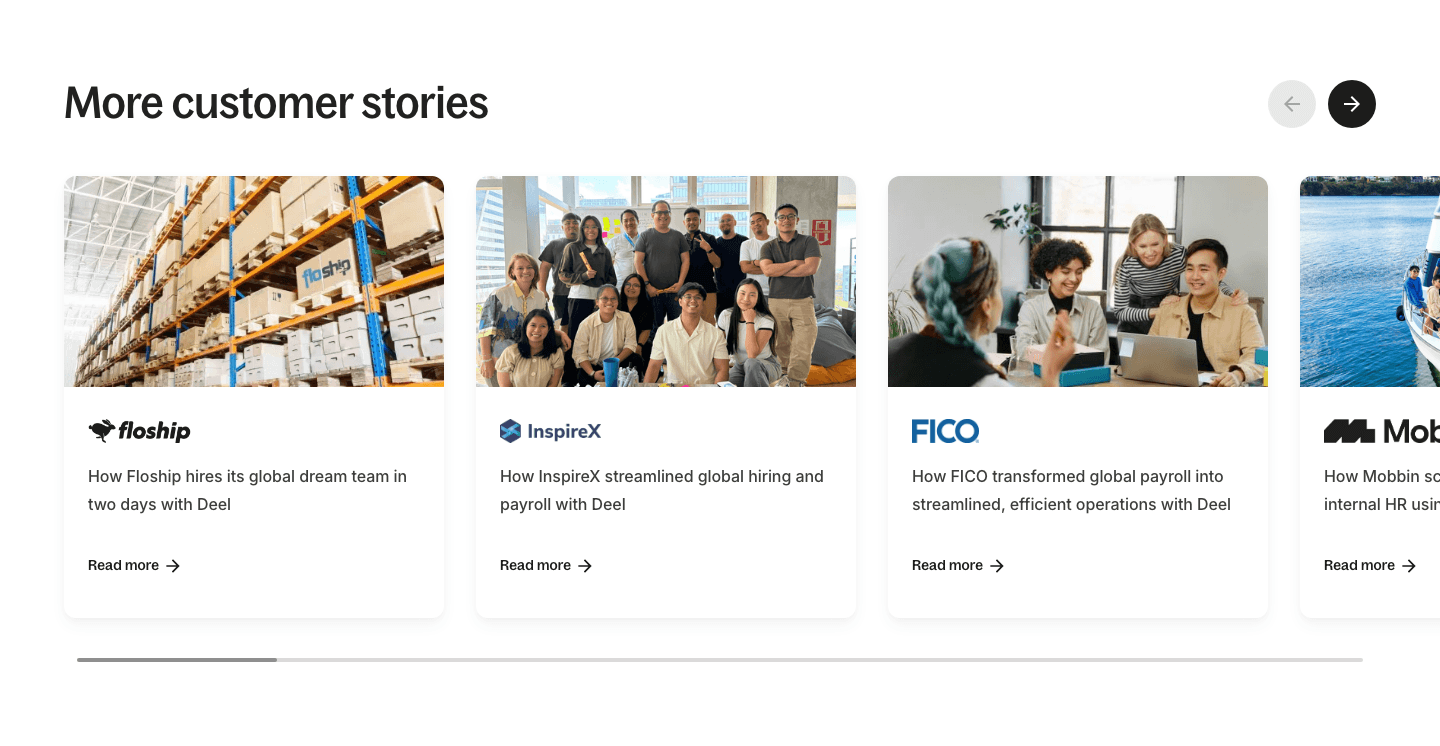 More customer stories: Floship, InspireX, FICO and Mobbin, each with a one-line result and a Read more link