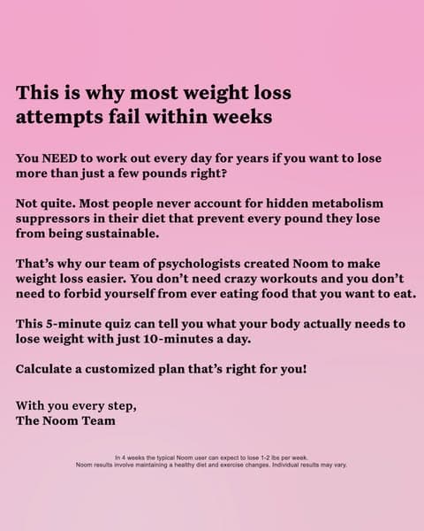 Noom's 143-day letter, the closest thing to a comparison ad in the set: "This is why most weight loss attempts fail within weeks"