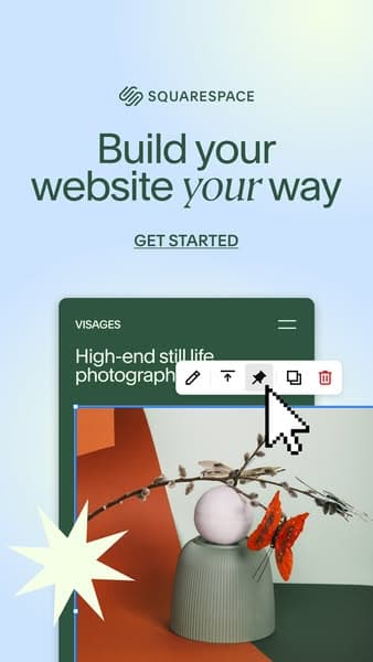 Squarespace's 139-day card: build your website your way, one product screen, one underlined CTA
