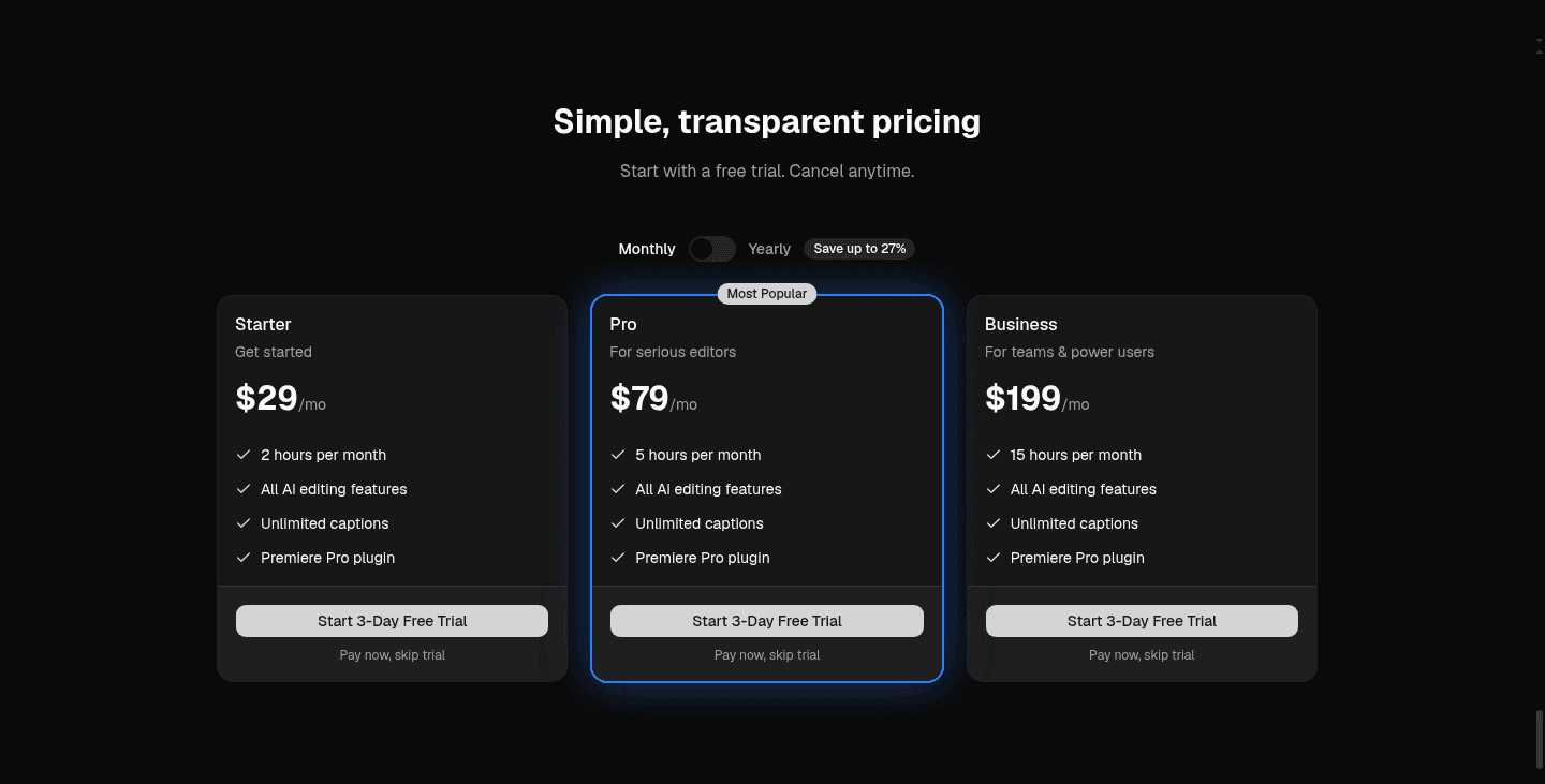 AutoEdit Pricing