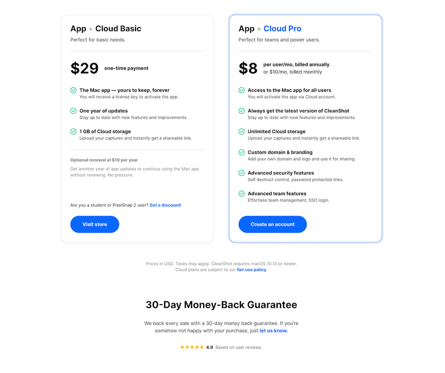 CleanShot Pricing