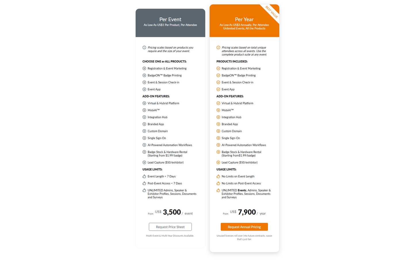 Eventmobi pricing section