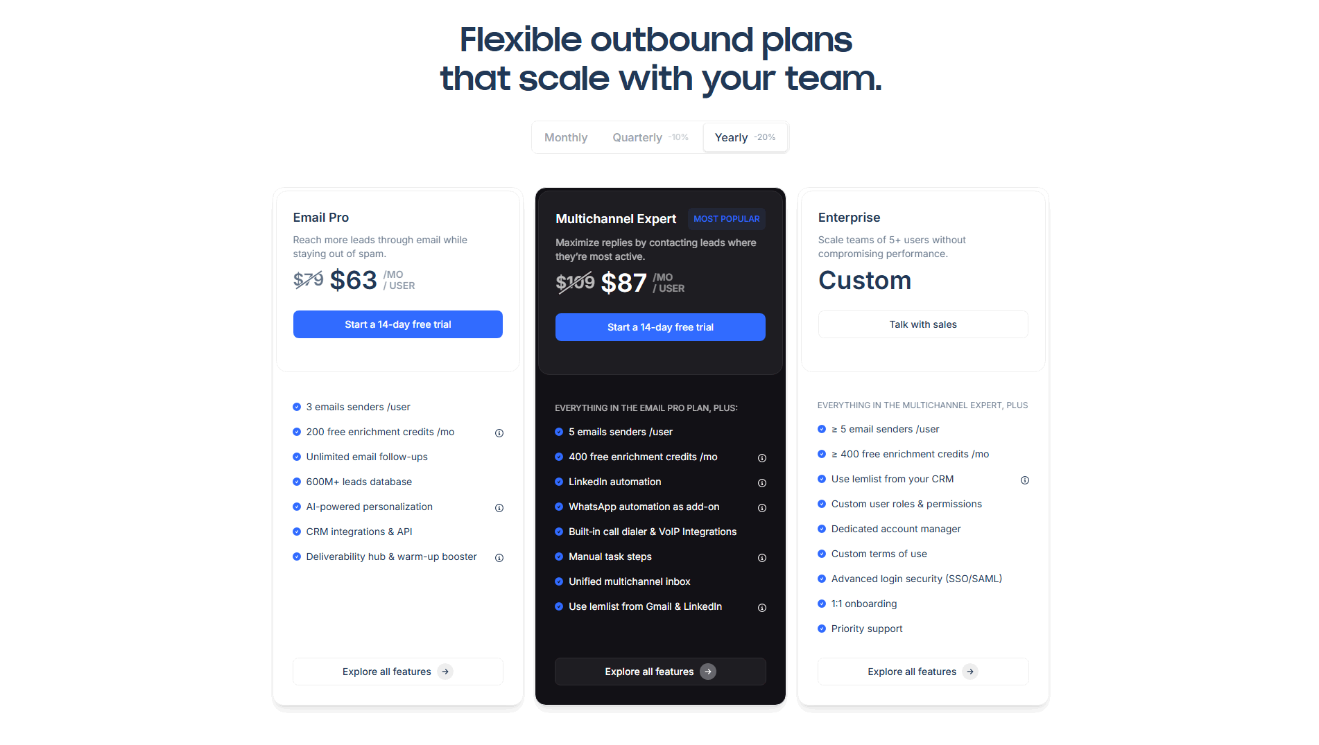 Lemlist Pricing