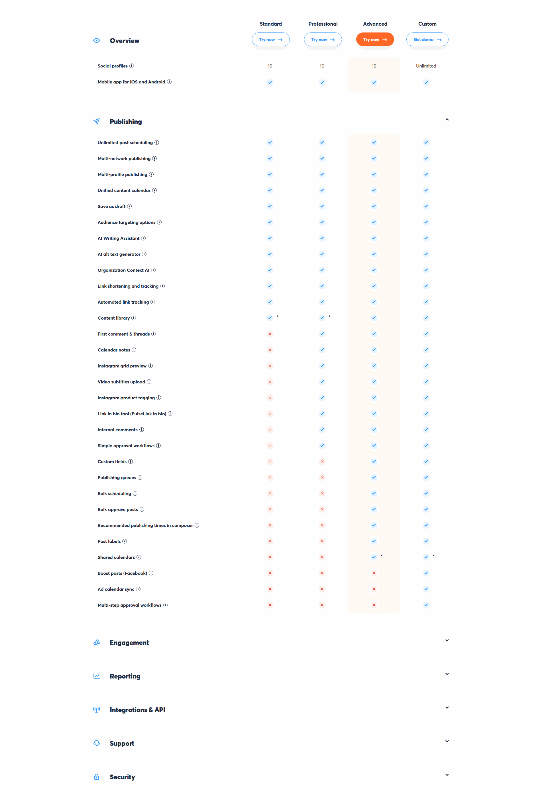 Agorapulse Pricing Table