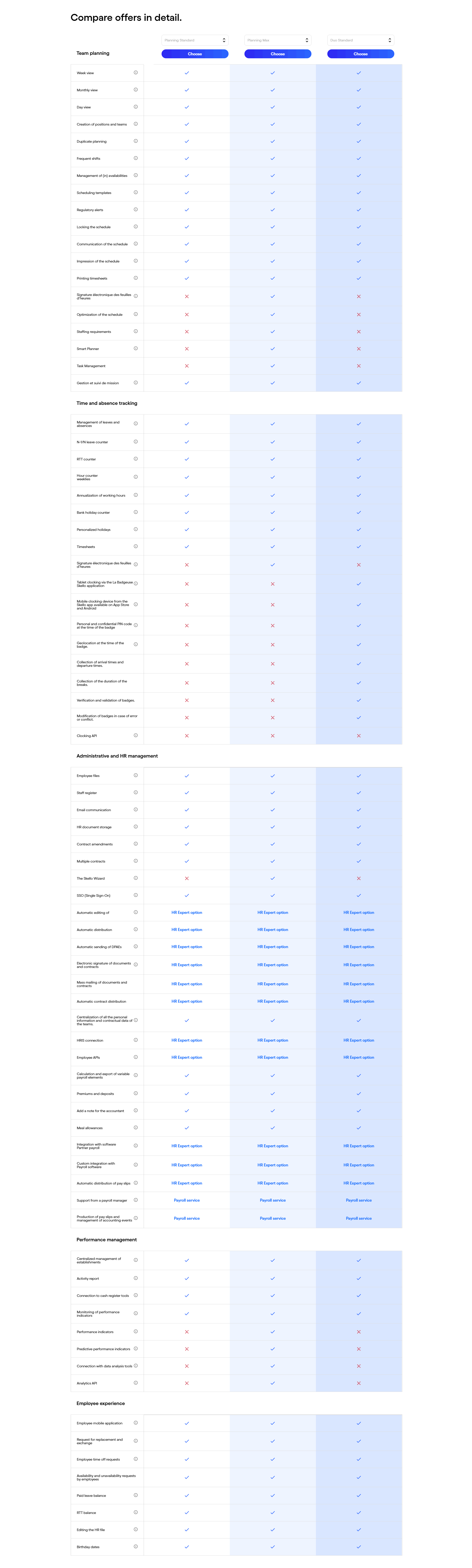 Skello Pricing Table