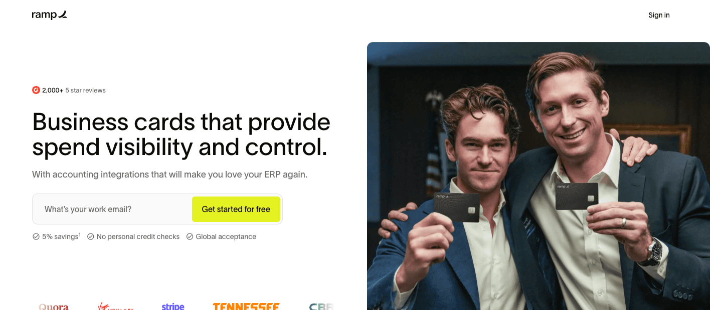 Ramp's TBPN partnership URL: the business-cards page, served under its own address