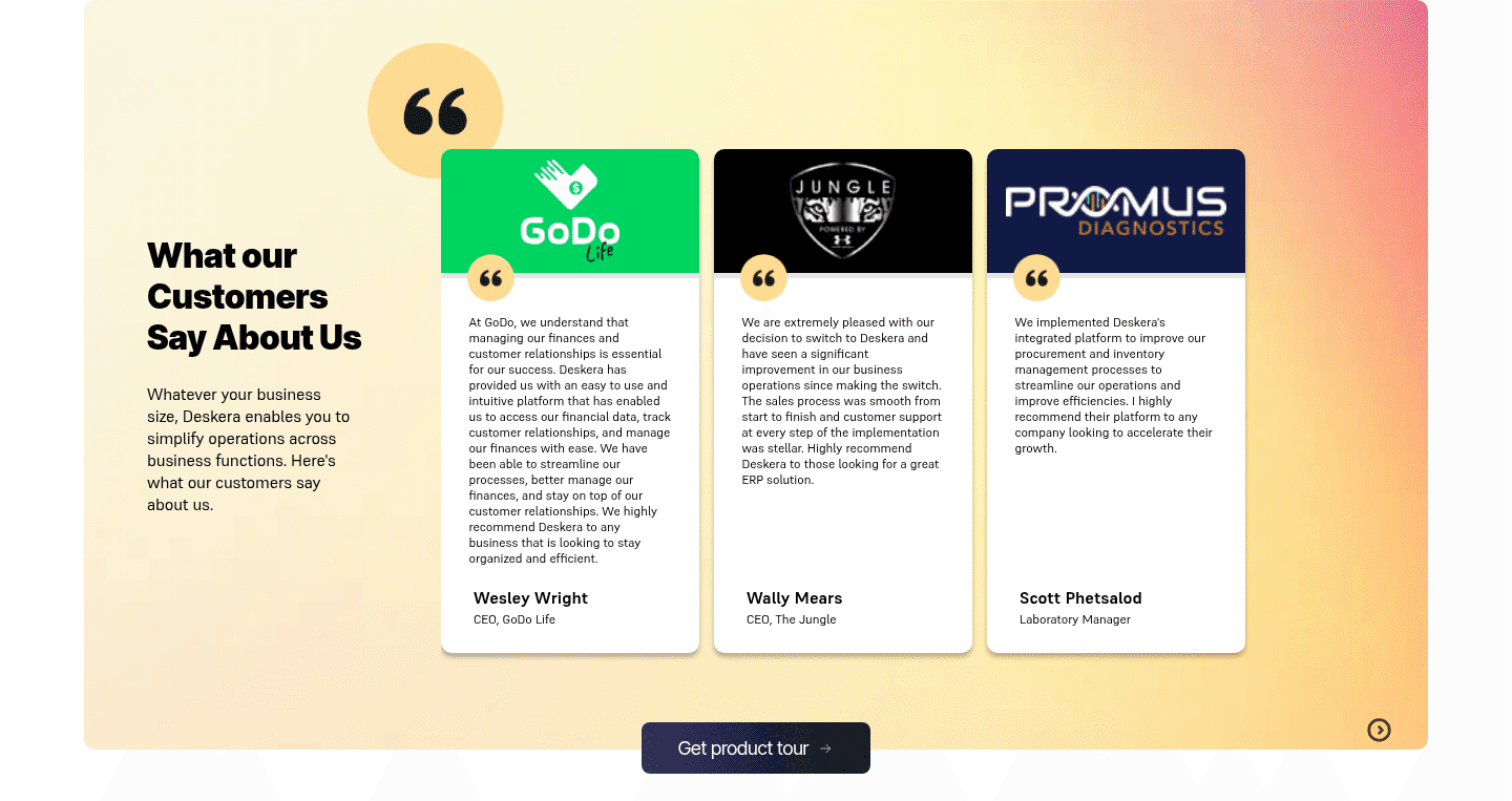 Deskera Testimonial